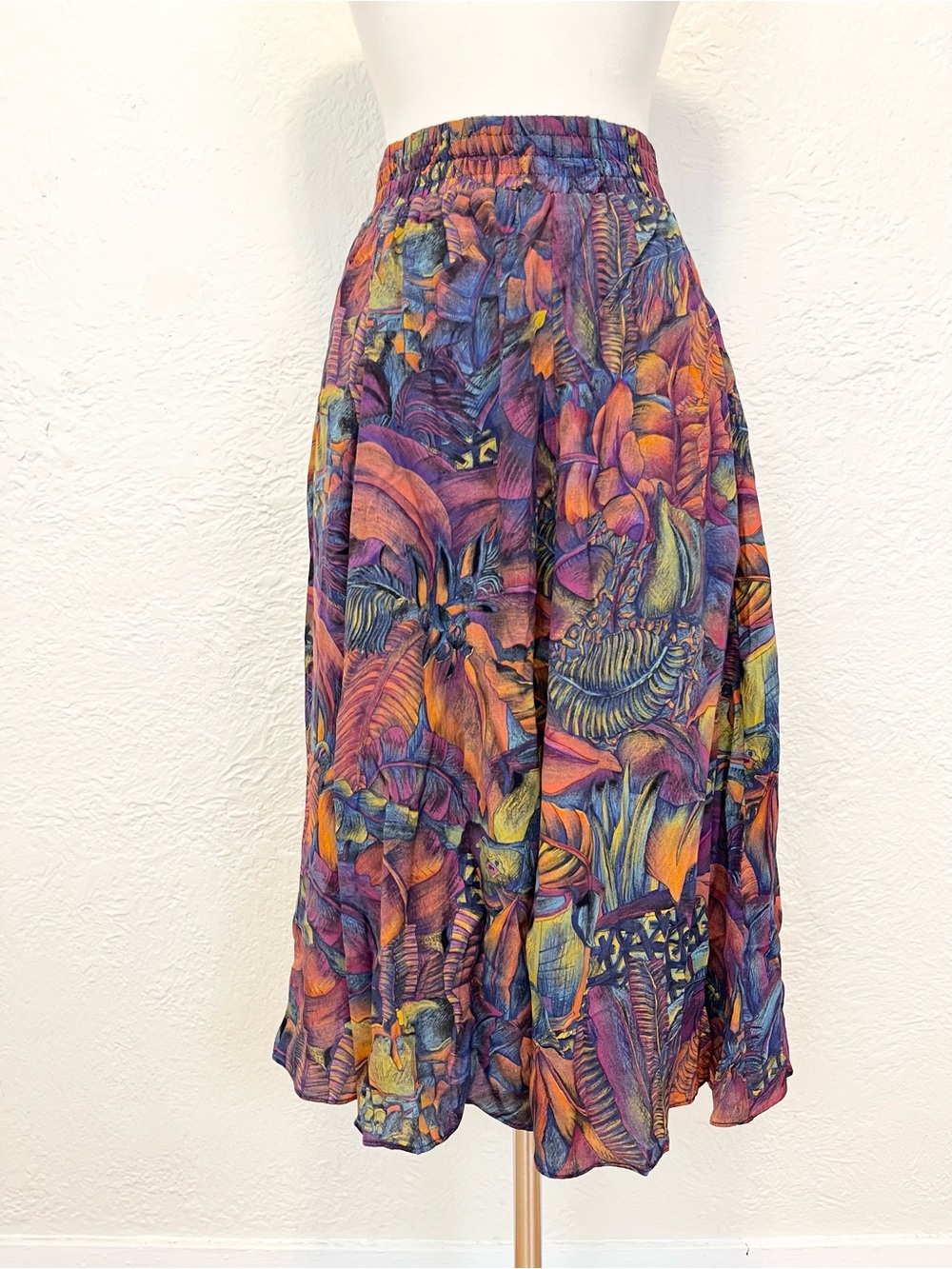 Vintage Skirt 90s Y2K Dark Floral Purple Blue Boho Small S - Picture 2 of 7